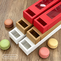 Boîte d'emballage rectangulaire pour macarons de qualité alimentaire avec fenêtre transparente, style boîte cadeau en papier kraft pour desserts et produits de boulangerie