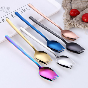 Titanium PVD Stainless Steel Salad Fork Colorful SS304 Spork <strong>Spaghetti</strong> <strong>Spoon</strong> - Product Image 3