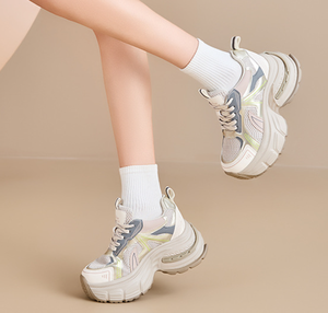 Sneakers <span class=keywords><strong>con</strong></span> <span class=keywords><strong>zeppa</strong></span> UP-2474J da donna che aumentano di altezza 8cm Casual <span class=keywords><strong>con</strong></span> lacci da passeggio <span class=keywords><strong>scarpe</strong></span> sportive traspiranti - Product Image 4