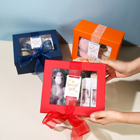 Boîte cadeau transparente pour la Journée des enseignants avec ruban et étiquette, en papier kraft, rectangulaire, pour anniversaire, emballage cadeau vide