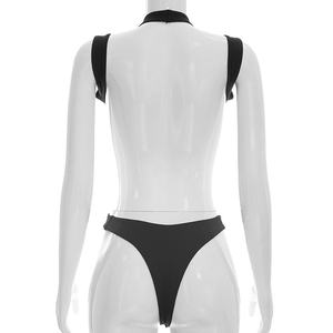 Viviblook Y26BS153 Body de verano para mujer, con cuello halter, hombros descubiertos, color liso, espalda descubierta, triangular - Product Image 4