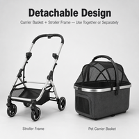 Poussette pour animaux de compagnie en alliage d'aluminium léger, pliable, double couche, avec panier amovible, frein double à une touche, OEM