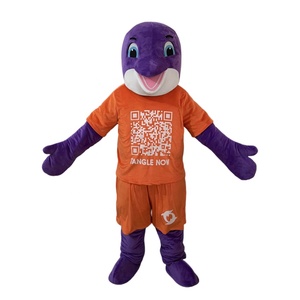 Costume de mascotte <span class=keywords><strong>Dauphin</strong></span> violet joyeux pour <span class=keywords><strong>adulte</strong></span>, ensemble de <span class=keywords><strong>déguisement</strong></span> fantaisie pour Halloween - Product Image 6
