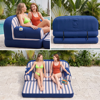 Canapé flottant double personnalisé OEM, chaise longue gonflable en tissu doux pour piscine et pelouse