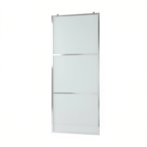 Mampara de Ducha con Puerta Corredera, Diseño Minimalista Rectangular, Vidrio ESG Esmerilado Plateado de 31.5x76.8 Pulgadas con Marco - Product Image 1