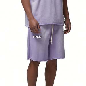 Shorts de sport amples personnalisés en usine pour hommes Casual 360g Light Washed Vintage Mens Shorts - Product Image 3