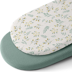 Fundas de colchón de cuna de algodón orgánico al por mayor para recién nacidos, sábanas ajustables unisex para moisés de bebé - Product Image 5