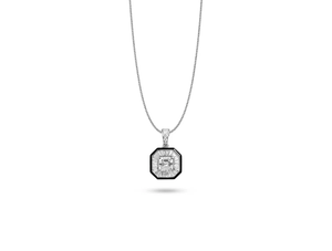 Collier pendentif en diamant de laboratoire taille Asscher, design déco avec un look émeraude vintage, en or massif, bijoux de mariée minimalistes - Product Image 2