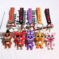 Vente en gros de porte-clés Five Nights at Freddy's, porte-clés en PVC, caoutchouc, silicone, dessin animé 3D, anime, pendentif pour sac à dos, porte-clés de voiture, cadeau