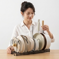 Support de rangement réglable moderne en métal à 5 niveaux pour couvercles de casseroles, organisateur de cuisine multifonctionnel pour comptoir
