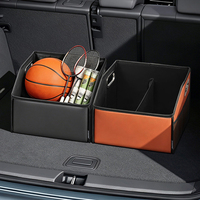Organisateur de coffre de voiture familial en cuir Nappa pliable, boîte de rangement avec séparateur, poignée en métal robuste, grande taille, pour BMW Toyota Honda