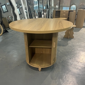 Juego de mesa de comedor de pino macizo circular de alta calidad estilo japonés multifuncional con crestas para hoteles y restaurantes - Product Image 3