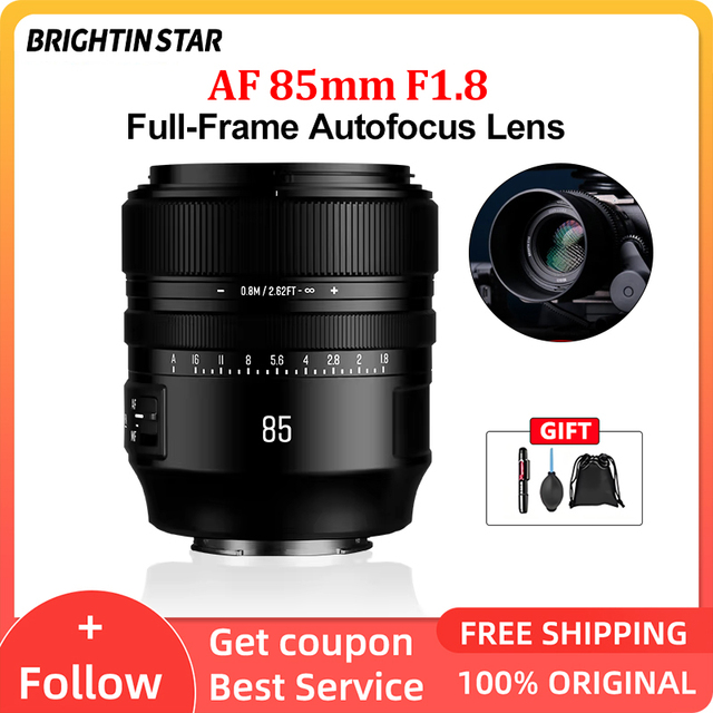 Brightin Star AF 85mm F1.8 Full Frame Fixed Focus Camera Lens with STM Stepping Motor for E/ Z Mount (/Minolta)
