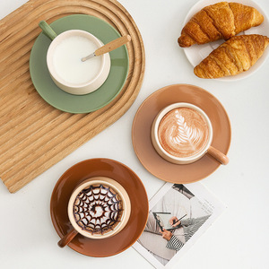Tazza di caffè Cappuccino <span class=keywords><strong>Set</strong></span> con piatto floreale tazza Latte più colori tazza di Latte europeo <span class=keywords><strong>Set</strong></span> regalo per la <span class=keywords><strong>colazione</strong></span> bicchieri - Product Image 3
