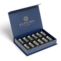 Boîte magnétique esthétique noire et or pour peptides, ensemble d'emballage de luxe avec logo personnalisé pour flacons de bio-peptides de 3 ml, pour valoriser la marque