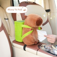 Boîte à mouchoirs et poubelle pour accoudoir de voiture en peluche courte motif Capybara mignon, seau de rangement 31-50cm pour 0-24 mois