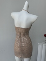 Robe moulante dos nu sexy Robe de soirée club sans manches en strass brillant Robes scintillantes Mini robe de soirée élégante