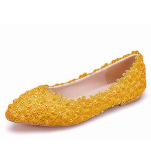 New Lace White <b>Flat</b> Bride Original Designer Women's Single Suitable Dress <b>Pointed</b> <b>Toe</b> Casual Wedding Shoes - Product Image 2