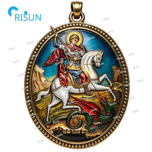 Pendentif Médaillon Personnalisé Saint George, Pièce Centrale de Chapelet, Breloque, Collier, Médaillon, pour les Catholiques Religieux, Saint George Patron, Matiel - Product Image 4