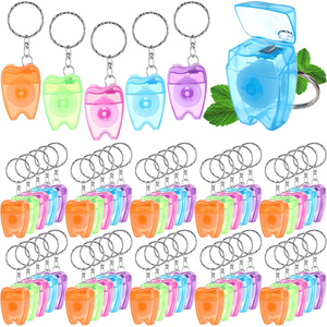 Fil dentaire orthodontique en terylène 630D écologique à la menthe, 10m, personnalisable, avec porte-clés en plastique, pour usage domestique, en boîte, pour soins bucco-dentaires, vente en gros - Product Image 1