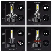 Infitary Lampu Depan LED Mobil, Bohlam Cahaya Led H7 6500K 72W 12V H3 H11 HB3 9005 HB4 9006 9012 H13 H4