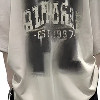 T-shirt en jersey de coton épais surdimensionné pour homme, épaules tombantes, imprimé, style streetwear