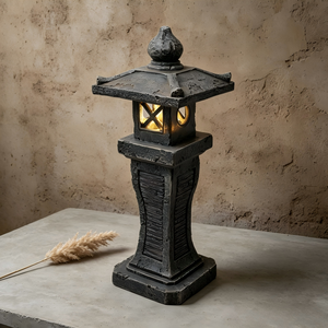 Lanterne de jardin <span class=keywords><strong>japonaise</strong></span> en résine avec lumière LED <span class=keywords><strong>solaire</strong></span>, lumière de chemin extérieure imperméable, ornement de jardin zen - Product Image 3