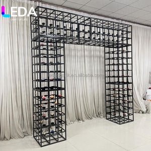 LEDA Customized Black Metal Frame Wedding Candle Light <b>Backdrop</b> Panel Candle Wall Stand Arch <b>Backdrop</b> - Product Image 6