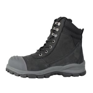 <span class=keywords><strong>Botas</strong></span> DE SEGURIDAD antideslizantes de calidad con punta de acero de cuero negro de tobillo alto impermeables para el trabajo de los hombres - Product Image 2