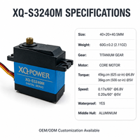 Servomoteur 40KG à couple élevé, engrenage numérique en titane, étanche, pour bras robotique XQ-POWER XQ-S3240M, direct usine, 6.8V