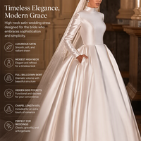Gaun Pengantin Muslimah Ukuran Besar Model Terbaru, Panjang Lantai, Berbahan Lace, Lengan Panjang, dan Sopan