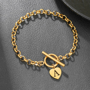 Bracelet en acier inoxydable pour femmes, pendentif en forme de cœur, chaîne O, bijoux tendance, cadeau - Product Image 3