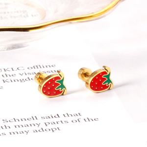 Baby <b>Earrings</b> Gold Plated Stainless Steel <b>Small</b> Cute Screw Back Anti-allergic Jewelry for Girls - Product Image 3