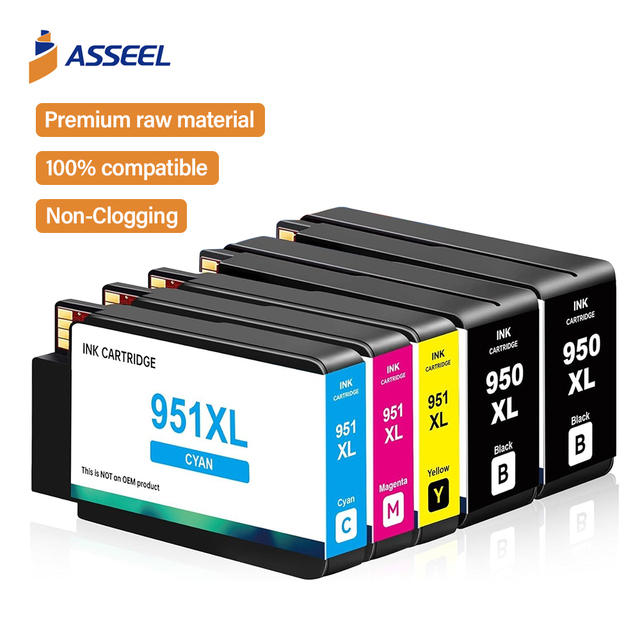 Asseel Factory Wholesale H-950XL H-951XL Compatible Printer Colored Ink Cartridge for HP Officejet Pro 251dw 8620 8630 8615 8625