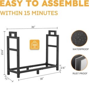 Soporte Universal para Leña de 30 Pulgadas para Interiores/Exteriores, Soporte de Metal Resistente para Almacenamiento de Leña, para Chimenea/Pavimento/Terraza - Product Image 2