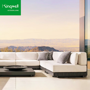 أثاث خارجي فاخر من الألومنيوم مقاوم للعوامل الجوية، طقم أريكة على شكل حرف L للفنادق والفيلات والحدائق والساحات - Product Image 2