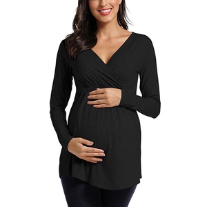 ZY vente en gros maternité femmes allaitement Blouse hauts à manches longues solide chemise d'allaitement vêtements <span class=keywords><strong>de</strong></span> <span class=keywords><strong>grossesse</strong></span> pour les femmes enceintes - Product Image 6
