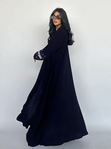 Magnifique ensemble abaya orné de diamants et de perles avec foulard en mousseline, tenue traditionnelle modeste à manches longues pour le Ramadan - Product Image 2