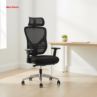 Chaise de bureau ergonomique à dossier haut en maille avec soutien lombaire réglable pivotant moderne certifiée EN1335-2 Garantie de 2 ans