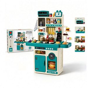 Jouet de cuisine en plastique pour enfants : maison, cuisinière, réfrigérateur, ustensiles, étagère – Apprentissage créatif, interaction sociale, jeu à domicile - Product Image 3