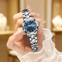 Montre à quartz Aili Feida pour femme, boîtier en alliage, bracelet en acier inoxydable, 9 mm, étanche, lumineuse, ultra-fine, double fermoir papillon, style professionnel