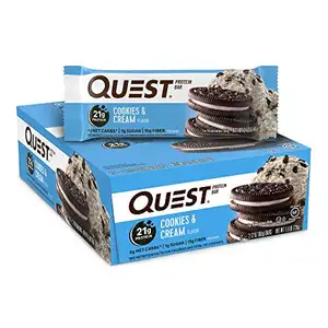 Quest Nutrition Cookies & Cream Protein Bar senza glutine ad alto contenuto proteico (12 conte)