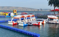 Offre Spéciale extérieur gonflable flottant île piscine piste d'air matelas canapé plate-forme avec parasol eau parc d'attractions loisirs