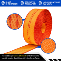 Sangle de fixation de cargaison en acier haute ténacité 4400 LBS et 100 % polyester, sangle de maintien de roue de pneu de 2 pouces, sangles de remorquage réglables
