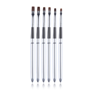 Lot de 6 pinceaux à ongles en nylon avec manche métallique, outils classiques plats pour la peinture au gel, pour salon de manucure - Product Image 5