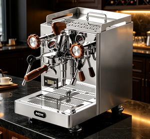Máquina de Espresso Comercial Semiautomática con Doble Caldera de Acero Inoxidable Espejado y Bomba Rotativa - Cafetera Profesional - Product Image 1