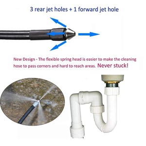 Kit de tuyau pour nettoyeur haute pression avec adaptateurs pour le nettoyage des canalisations municipales, utilisation en eau froide, pression réglable - Product Image 5