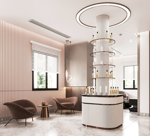 Tùy chỉnh sang trọng 3D thiết kế hiện đại cửa hàng cắt tóc trạm gương LED chiếu sáng tóc Salon đồ nội thất tiệm hớt tóc - Product Image 2