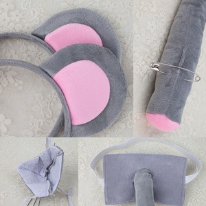 Serre-tête en tissu pour enfants, motif tête d'animal, décorations de fête d'<span class=keywords><strong>Halloween</strong></span>, oreilles de souris grises en peluche douce, avec nœud, prix d'usine, vente chaude - Product Image 3