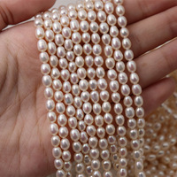 Perles de riz naturelles courtes en eau douce, perles en vrac de 4,5-6 mm pour la création de bracelets, colliers et bijoux faits main DIY